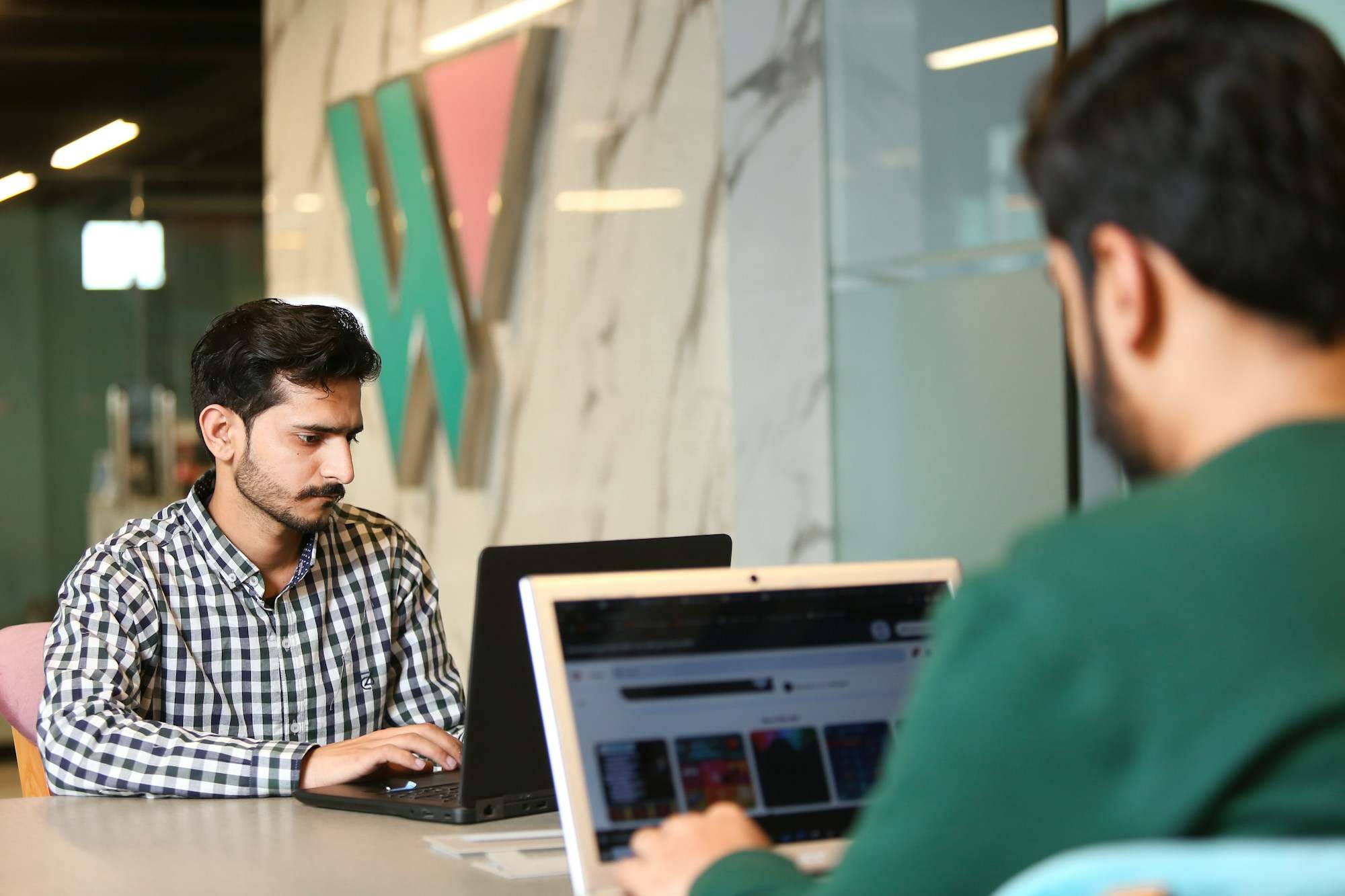 A team collaborating in a modern office
